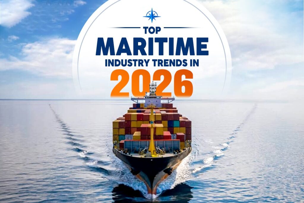 Top Maritime Industry Trends in 2026 with a ship sailing in the middle of the sea